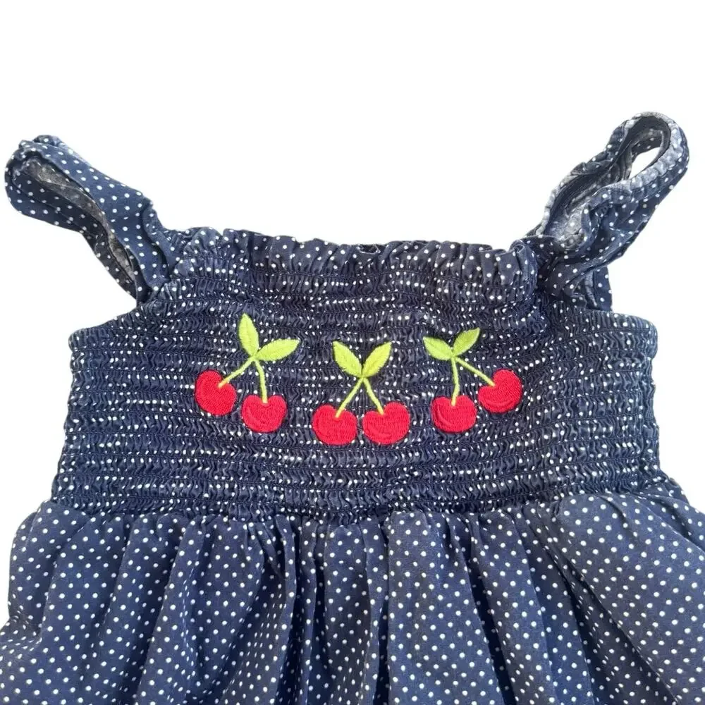 Gymboree Very Cherry Navy Polka Dot Dress Size 4T